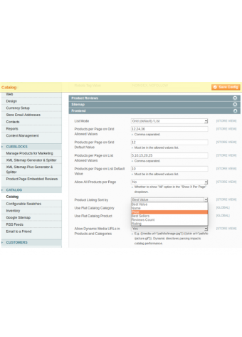 Extended category product sorter settings in Magento