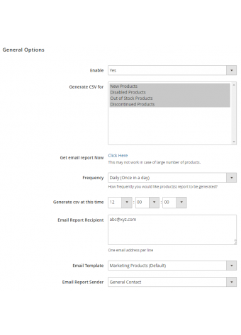 Manage Products for Marketing settings 